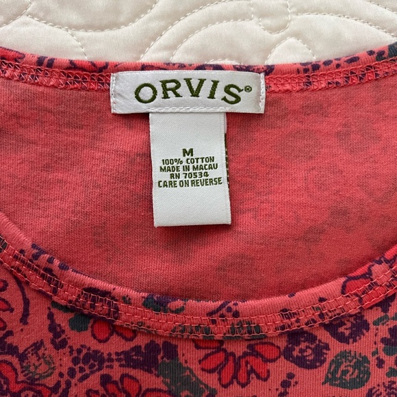 NWOT Orvis Floral Orange Purple Teal Long Sleeve Top Size M - Picture 9 of 9